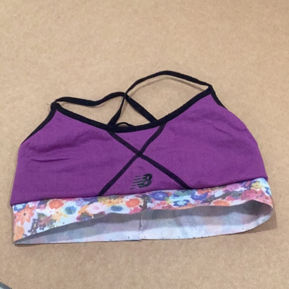 Purple floral sports bra